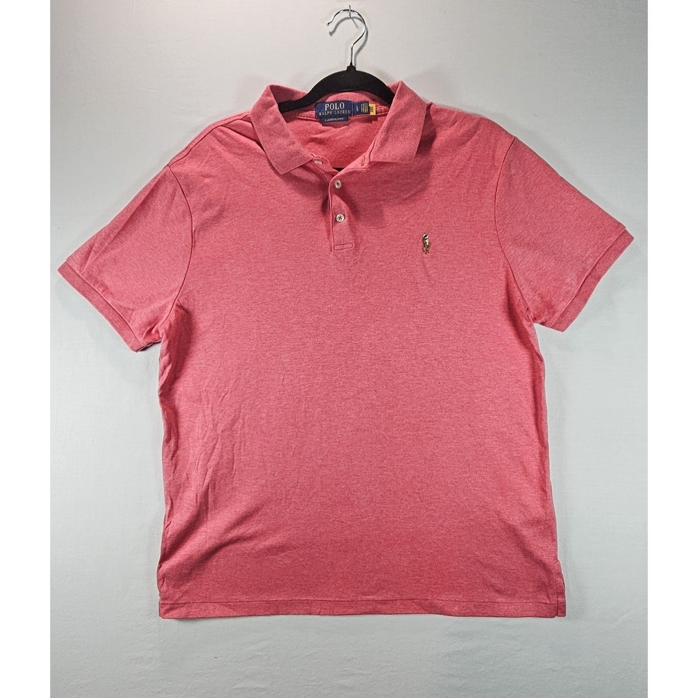 Polo Ralph Lauren Custom Slim Fit Polo Shirt Mens L Pink Heather Pony Logo